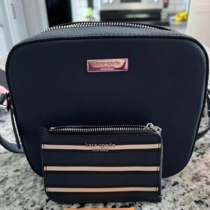 Kate Spade navy blue cross body and medium 1-zip card holder NWT